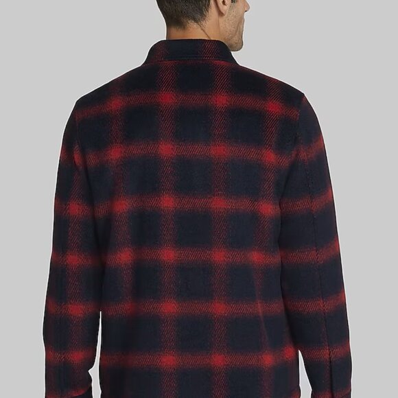 NWT Jos. A. Bank Black & Red Wool Blend Plaid Shirt Lined Jacket XXL - Picture 2 of 6